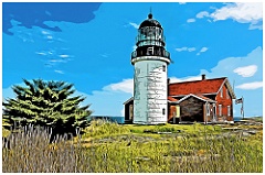 Seguin Island Light with its Largest Lens - Digital Painting